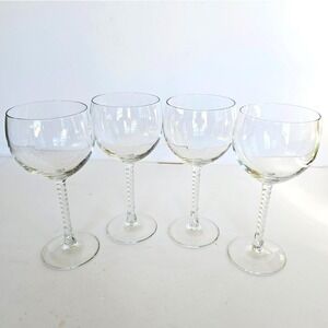 Vintage Crystal d'Arques Rambouillet Wine Glasses Twisted Stem Set of 4 France